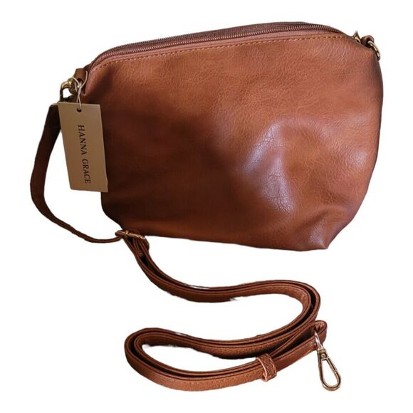 HANNA GRACE Tote HANDBAG Crossbody Caramel 2 piece set NWT. - Picture 6 of 10